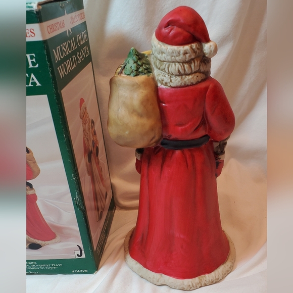 Musical Olde World Santa Claus Vtg 1991 Porcelain Figurine Stocking - Picture 4 of 13
